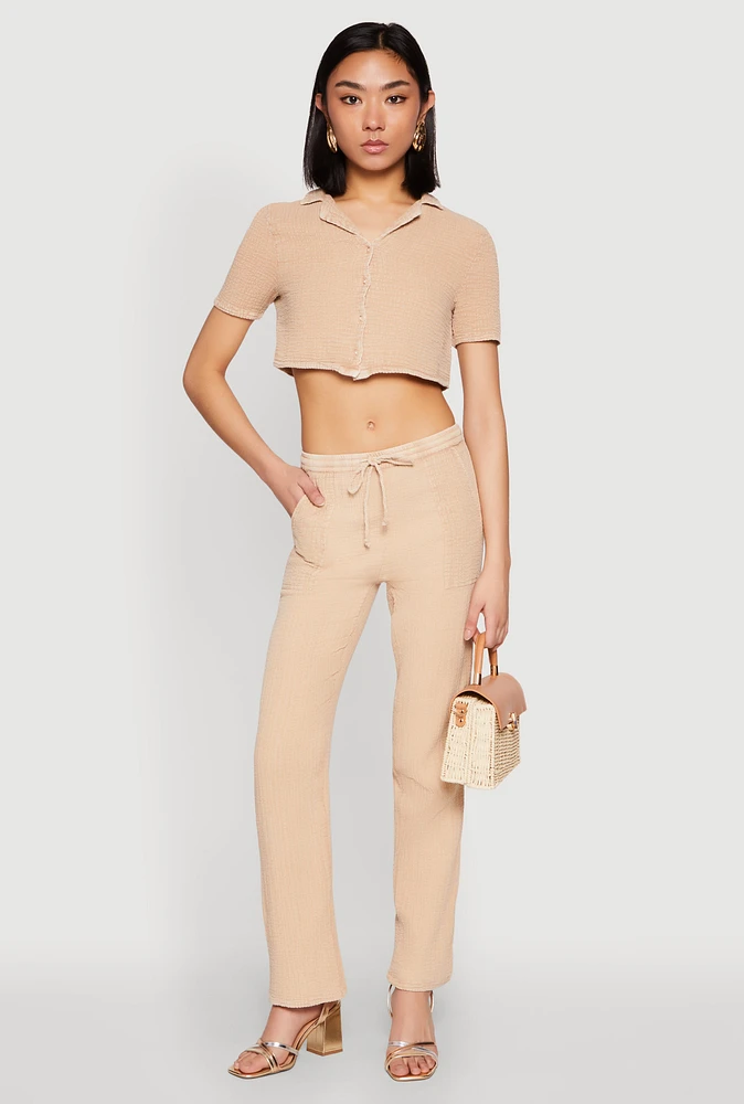Womens Spoon Jeans Gauze Knit Drawstring Pants,