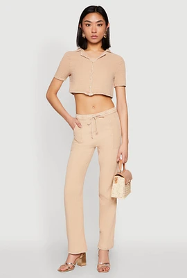 Womens Spoon Jeans Gauze Knit Drawstring Pants,