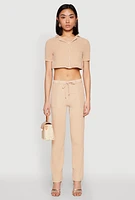 Womens Spoon Jeans Gauze Knit Drawstring Pants,