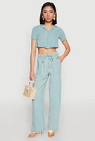 Womens Spoon Jeans Gauze Knit Drawstring Pants, Green,