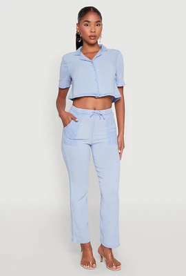 Womens Spoon Jeans Gauze Knit Drawstring Pants, L