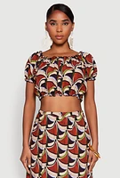 Womens Spoon Jeans Lettuce Edge Crop Top, Multi, Size L