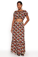 Womens Spoon Jeans Lettuce Edge Crop Top, Multi, Size L