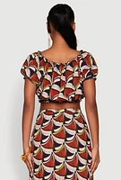 Womens Spoon Jeans Lettuce Edge Crop Top, Multi, Size L