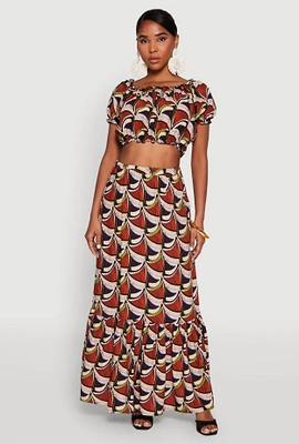 Womens Spoon Jeans High Waisted Tiered Maxi Skirt, Multi, Size M