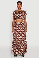 Womens Spoon Jeans High Waisted Tiered Maxi Skirt, Multi, Size M