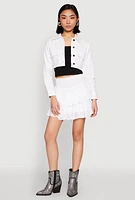 Womens Spoon Jeans Denim Cropped Jacket, White, Size S