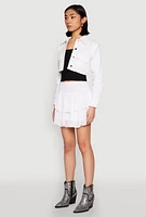 Womens Spoon Jeans Denim Cropped Jacket, White, Size S