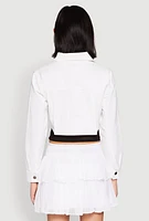 Womens Spoon Jeans Denim Cropped Jacket, White, Size S