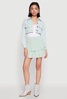 Womens Spoon Jeans Denim Cropped Jacket, Green,