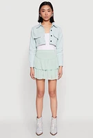 Womens Spoon Jeans Denim Cropped Jacket, Green,