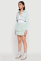 Womens Spoon Jeans Denim Cropped Jacket, Green,