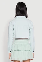 Womens Spoon Jeans Denim Cropped Jacket, Green,