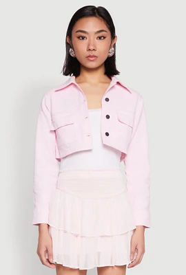 Womens Spoon Jeans Denim Cropped Jacket, Pink, Size S