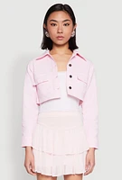 Womens Spoon Jeans Denim Cropped Jacket, Pink, Size S