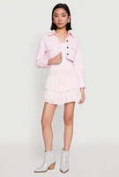 Womens Spoon Jeans Denim Cropped Jacket, Pink, Size S