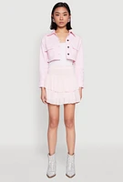 Womens Spoon Jeans Denim Cropped Jacket, Pink, Size S