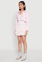Womens Spoon Jeans Denim Cropped Jacket, Pink, Size S