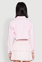 Womens Spoon Jeans Denim Cropped Jacket, Pink, Size S