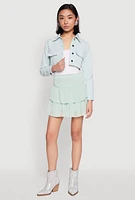 Womens Spoon Jeans Smocked Waist Tiered Skirt, Green, Size S