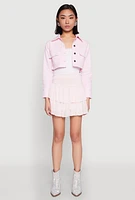 Womens Spoon Jeans Smocked Waist Tiered Skirt, Pink, Size XL