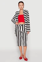 Womens Striped Padded Shoulder Blazer, Multi, Size S