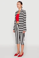 Womens Striped Padded Shoulder Blazer, Multi, Size S