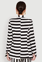 Womens Striped Padded Shoulder Blazer, Multi, Size S