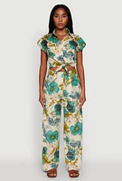 Womens Spoon Jeans Floral Print High Waisted Dress Pants, Multi,