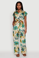 Womens Spoon Jeans Floral Print High Waisted Dress Pants, Multi,