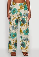 Womens Spoon Jeans Floral Print High Waisted Dress Pants, Multi,