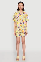 Womens Spoon Jeans Geometric Print Shirt, Multi, Size XL