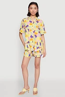 Womens Spoon Jeans Geometric Print Shirt, Multi, Size XL