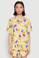 Womens Spoon Jeans Geometric Print Shorts, Yellow, Size M