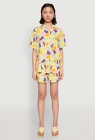 Womens Spoon Jeans Geometric Print Shorts, Yellow, Size M