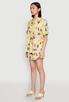 Womens Spoon Jeans Geometric Print Shorts, Yellow, Size M