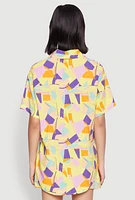 Womens Spoon Jeans Geometric Print Shorts, Yellow, Size M