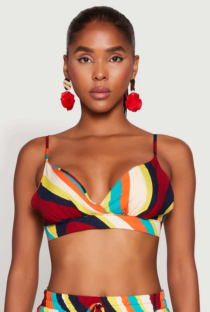 Womens Spoon Jeans Psychedelic Print Bralette, Multi, Size XL