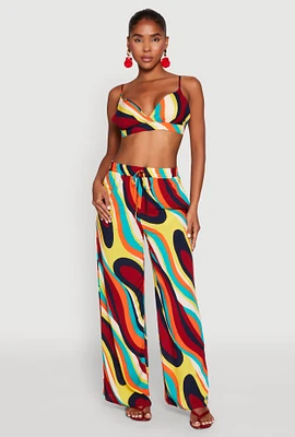 Womens Spoon Jeans Psychedelic Print Palazzo Pants, Multi, Size L