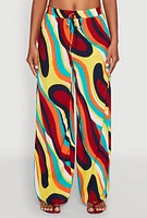 Womens Spoon Jeans Psychedelic Print Palazzo Pants, Multi, Size L