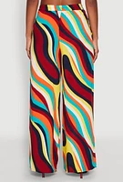 Womens Spoon Jeans Psychedelic Print Palazzo Pants, Multi, Size L