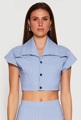Womens Hyperstretch Pinstripe Short Sleeve Cropped Jacket,