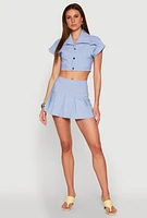 Womens Hyperstretch Pinstripe Short Sleeve Cropped Jacket,