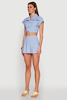 Womens Hyperstretch Pinstripe Short Sleeve Cropped Jacket,