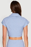 Womens Hyperstretch Pinstripe Short Sleeve Cropped Jacket,