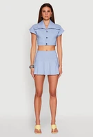 Womens Pinstripe Pleated Skirt, L