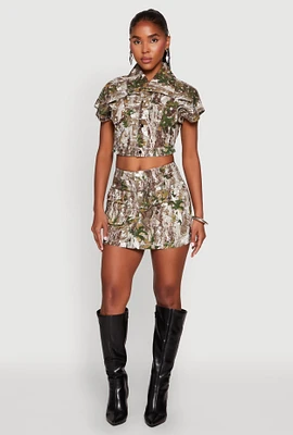 Womens Hunter Camo Print Cargo Skirt, Multi, Size M