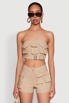 Womens Hyper Stretch Utility Tube Top, Beige, Size S