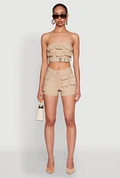 Womens Hyper Stretch Utility Tube Top, Beige, Size S