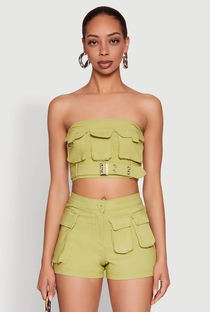 Womens Hyper Stretch Utility Tube Top, Green, Size M